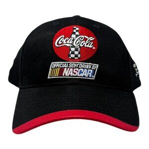 Coca-Cola NASCAR No 26 Embroidered Adj Black Ballcap Red Brim Autographed Racing